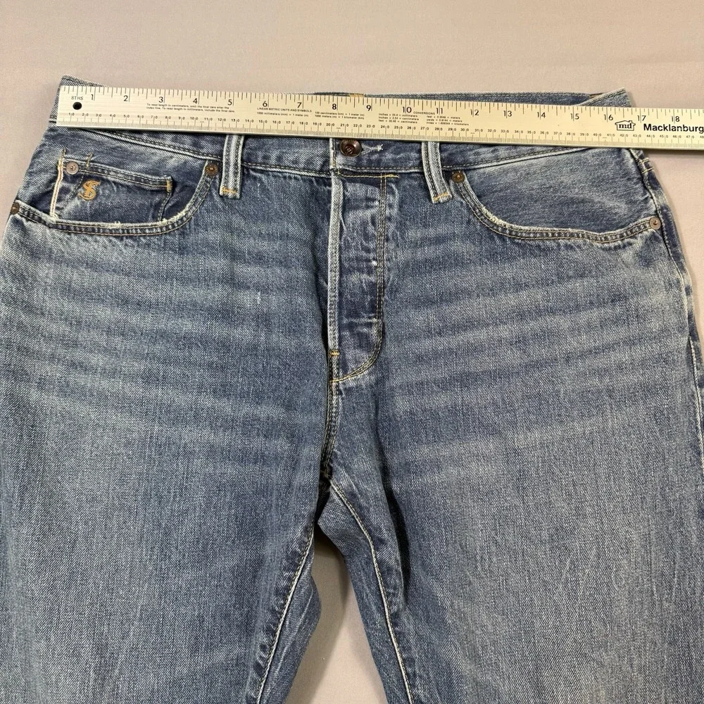 Todd Snyder Selvedge Jeans Mens 33x32 Slim Fit Light Wash Button Fly 12.5 Oz EUC